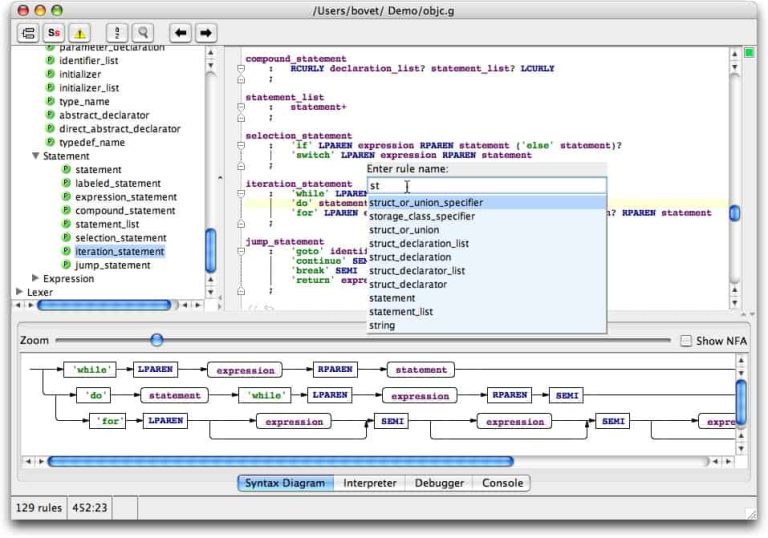 antlr editor for an external DSL