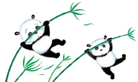 Jumping Panda on bamboo