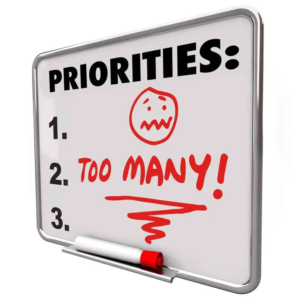Too Many Priorities Overwhelming To-Do List Tasks Jobs
