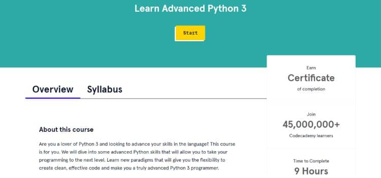 Codecademy's advanced Python course